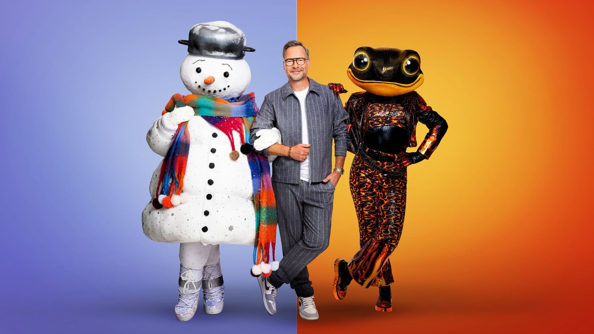 Erste Masken für "The Masked Singer" 2024: Feuersalamander und Schneemann vorgestellt